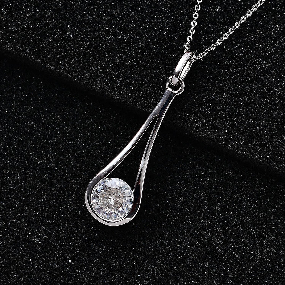 Moissanite Pendant with Chain (Size 20) in Platinum Overlay Sterling Silver 1.50 Ct. 4248866 3