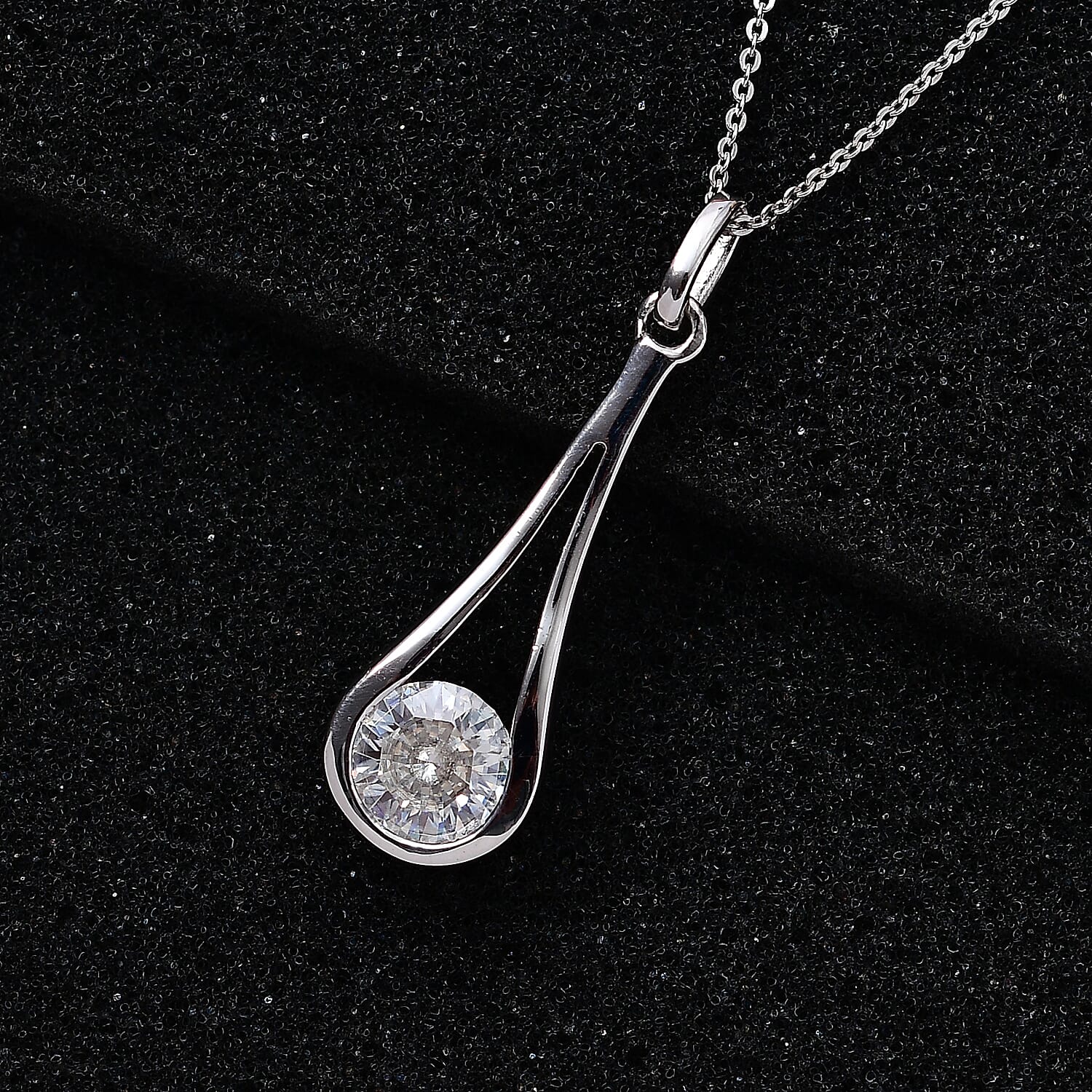 Moissanite Pendant with Chain (Size 20) in Platinum Overlay Sterling Silver 1.50 Ct. 4248866 3