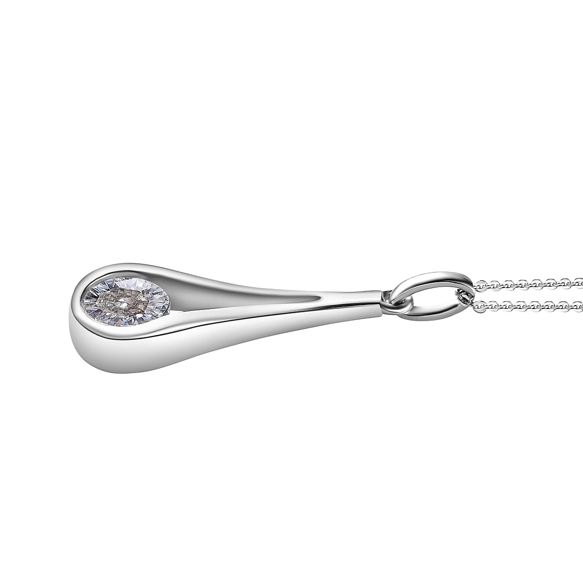 Moissanite Pendant with Chain (Size 20) in Platinum Overlay Sterling Silver 1.50 Ct. 4248866 4