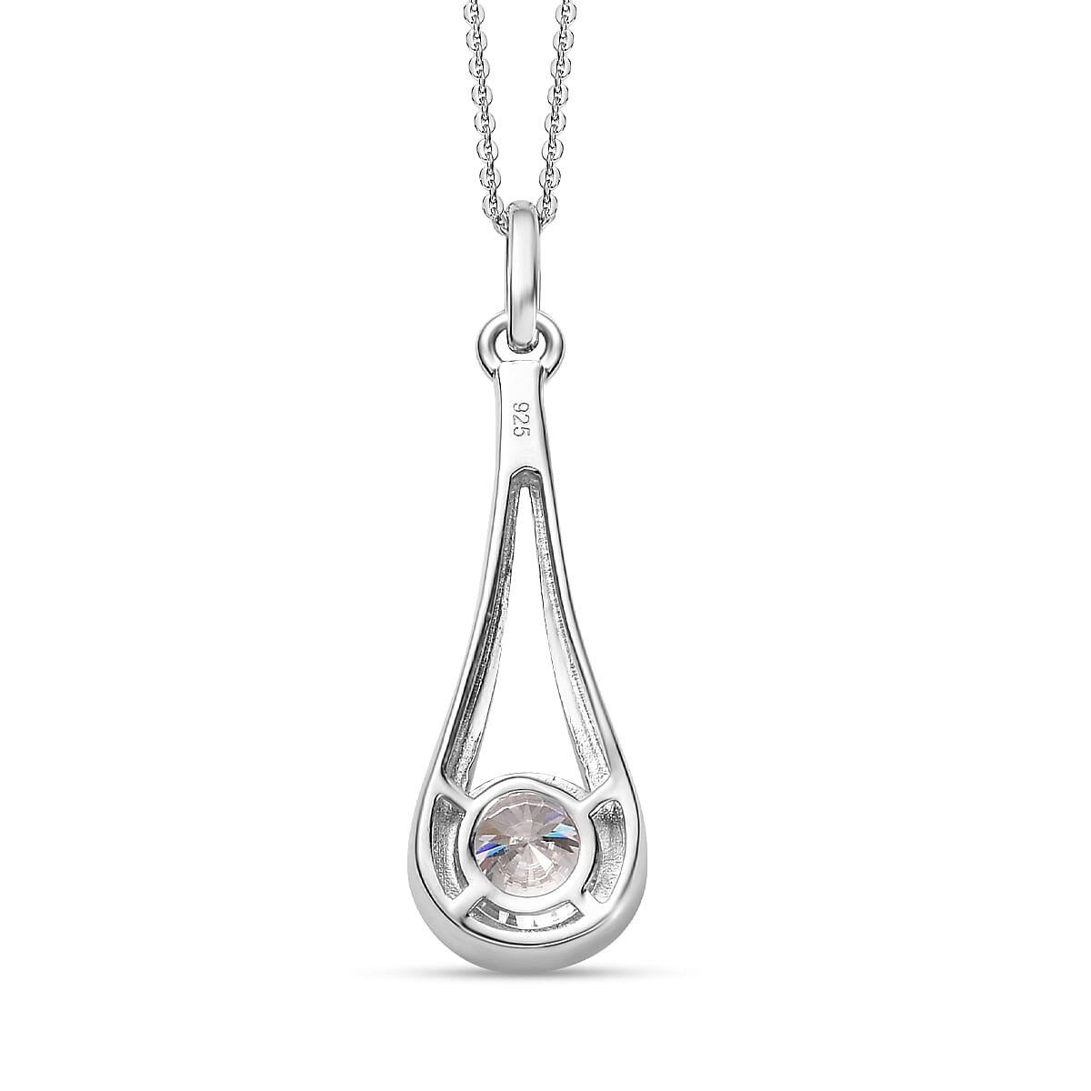 Moissanite Pendant with Chain (Size 20) in Platinum Overlay Sterling Silver 1.50 Ct. 4248866 5