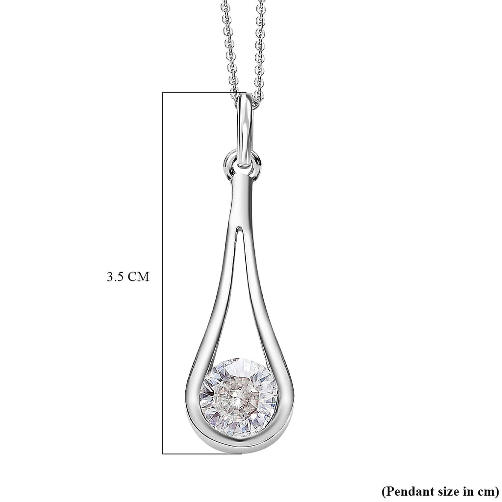 Moissanite Pendant with Chain (Size 20) in Platinum Overlay Sterling Silver 1.50 Ct.