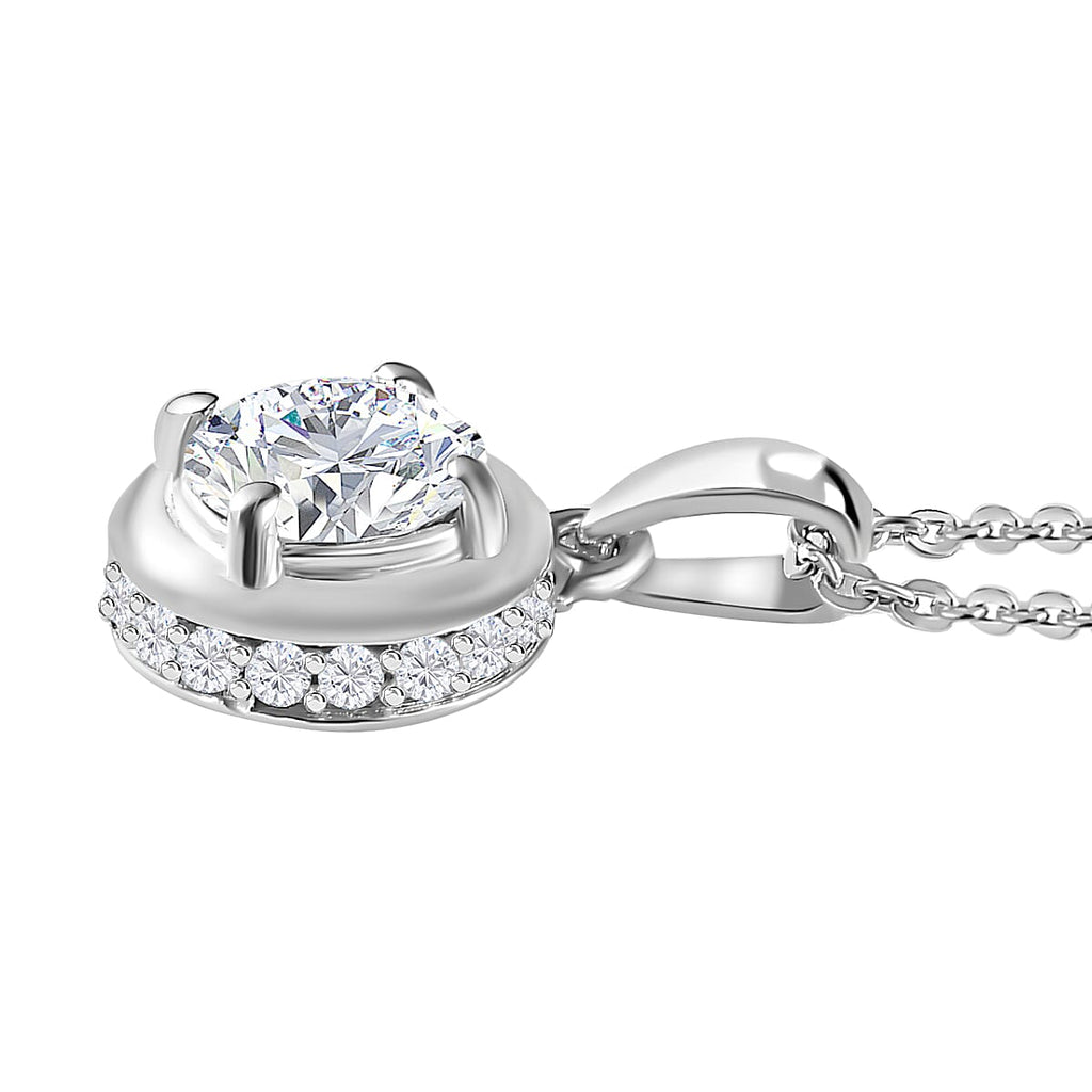 Moissanite Pendant with Chain (Size 20) in Platinum Overlay Sterling Silver 1.00 Ct.