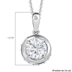 Moissanite Pendant with Chain (Size 20) in Platinum Overlay Sterling Silver 1.00 Ct.