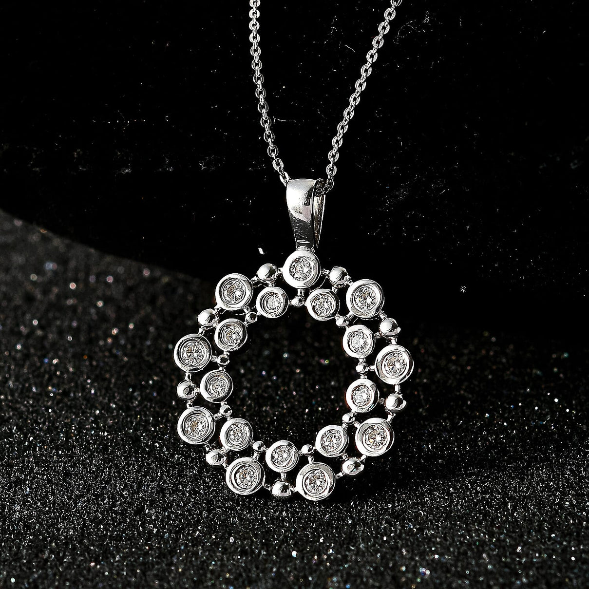 Moissanite Bubble Pendant with Chain (Size 20) in Platinum Overlay Sterling Silver, Silver Wt 5.40 Gms 4249487 2