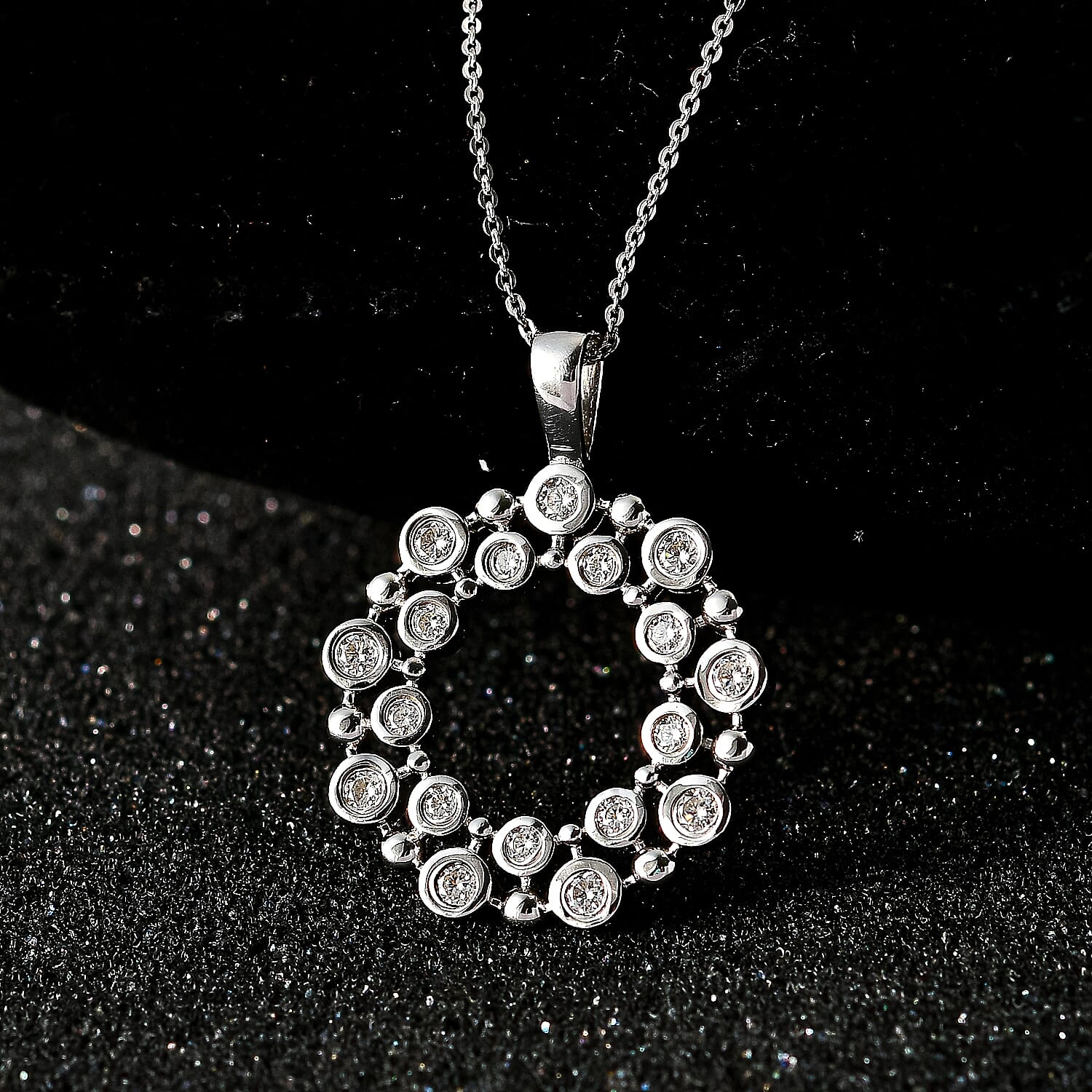 Moissanite Bubble Pendant with Chain (Size 20) in Platinum Overlay Sterling Silver, Silver Wt 5.40 Gms 4249487 2