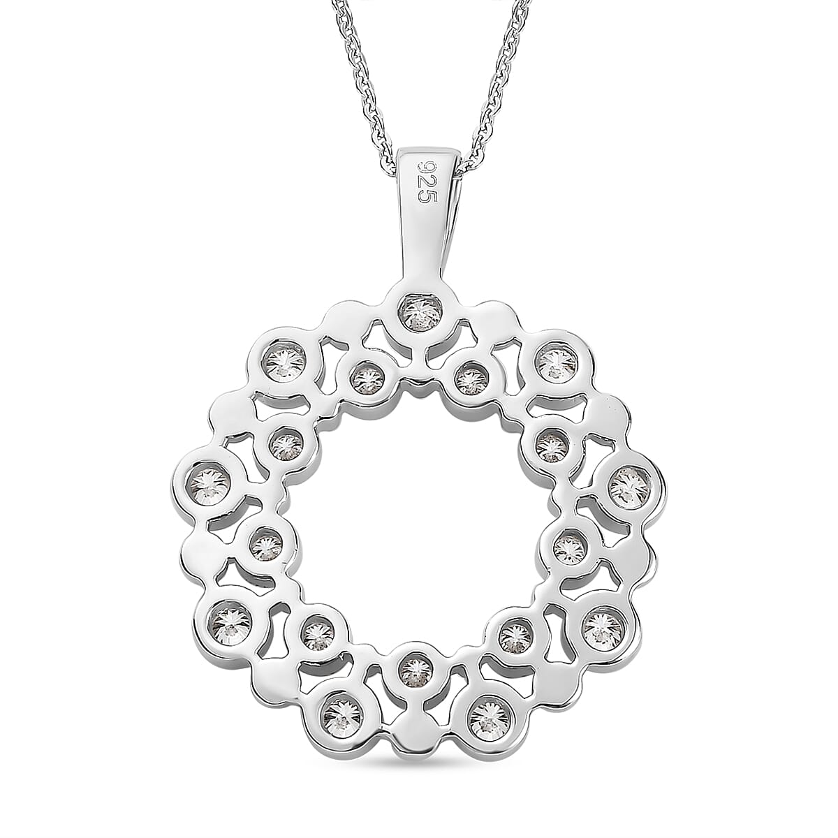 Moissanite Bubble Pendant with Chain (Size 20) in Platinum Overlay Sterling Silver, Silver Wt 5.40 Gms 4249487 4