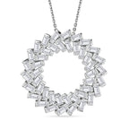 Moissanite Baguette Pendant with Chain (Size 20) in Platinum Overlay Sterling Silver 2.20 Ct