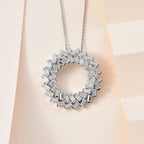 Moissanite Baguette Pendant with Chain (Size 20) in Platinum Overlay Sterling Silver 2.20 Ct