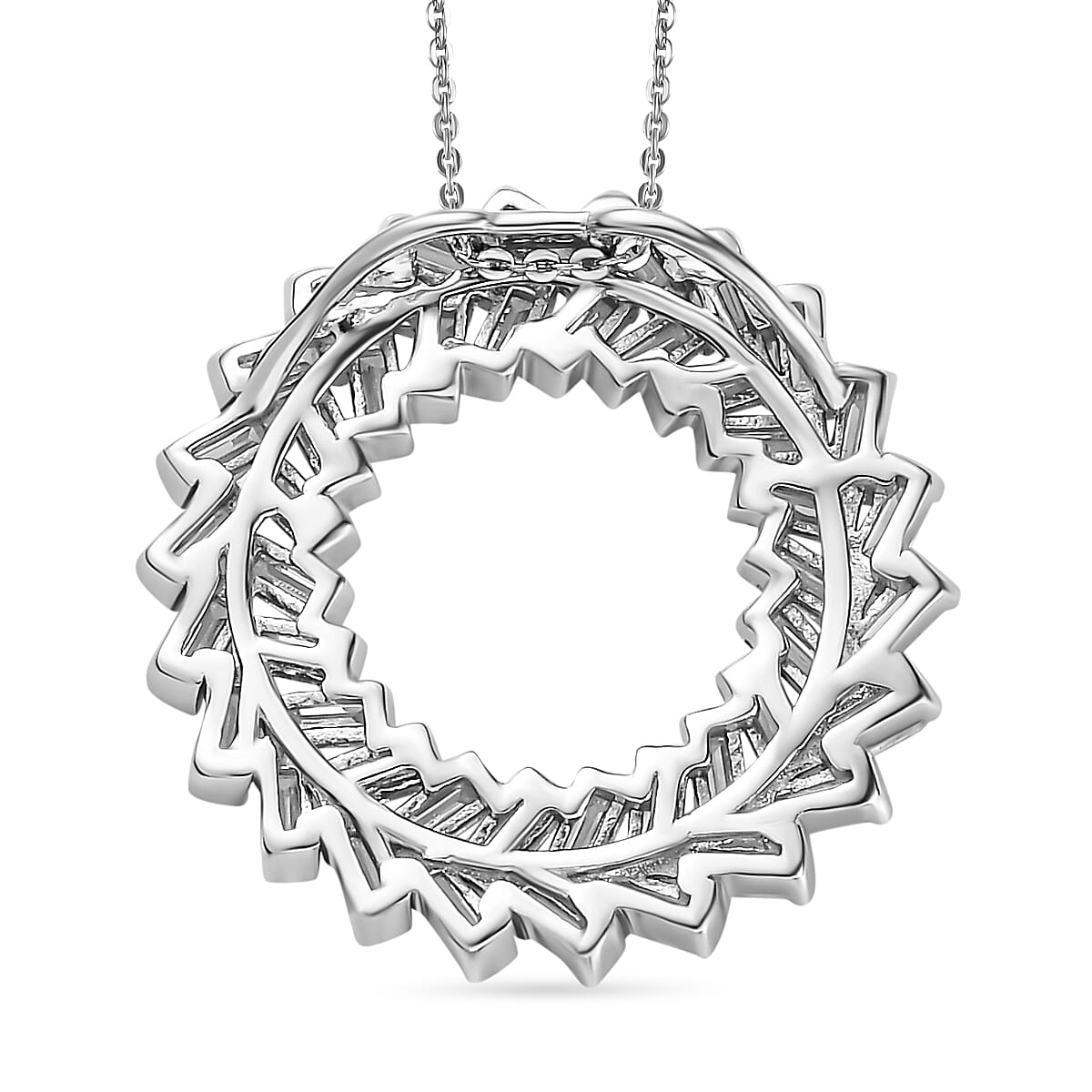Moissanite Baguette Pendant with Chain (Size 20) in Platinum Overlay Sterling Silver 2.20 Ct 4250532 5