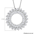 Moissanite Baguette Pendant with Chain (Size 20) in Platinum Overlay Sterling Silver 2.20 Ct