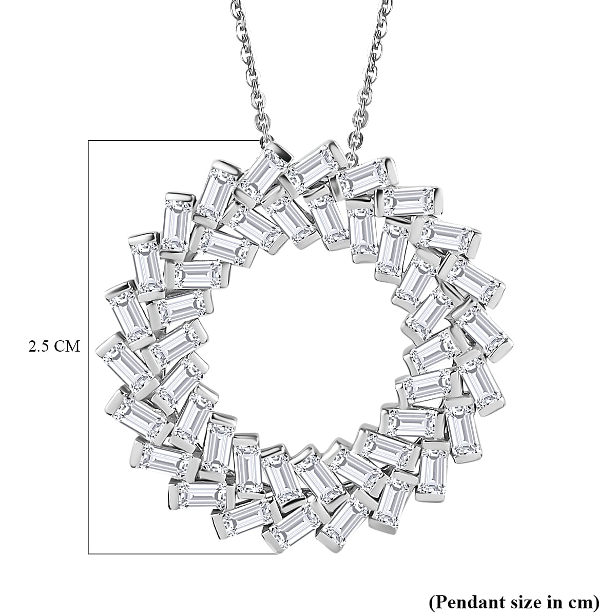 Moissanite Baguette Pendant with Chain (Size 20) in Platinum Overlay Sterling Silver 2.20 Ct 4250532 6