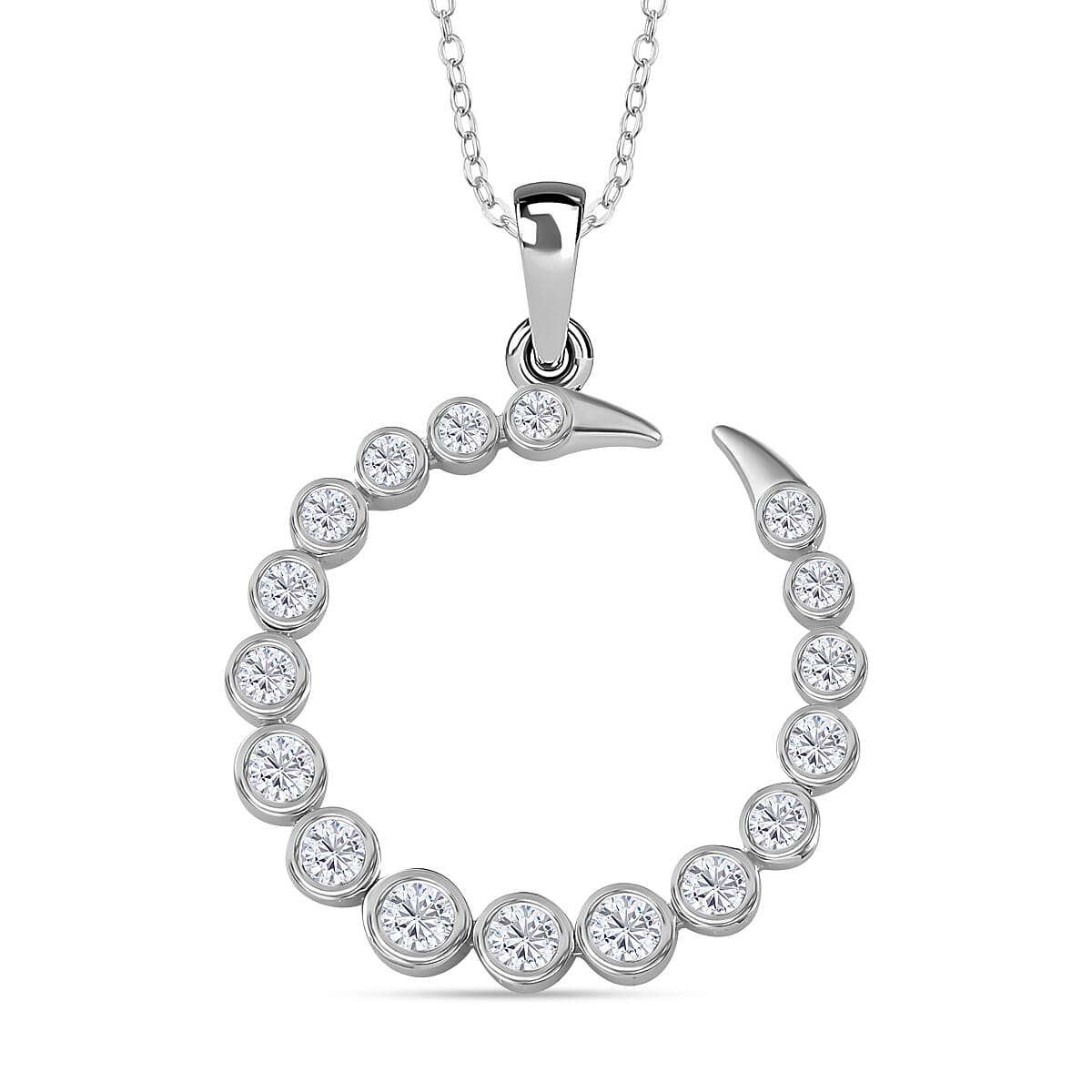 Moissanite Commet Pendant with Chain (Size 20) in Platinum Overlay Sterling Silver 1.20 Ct 4262746 0