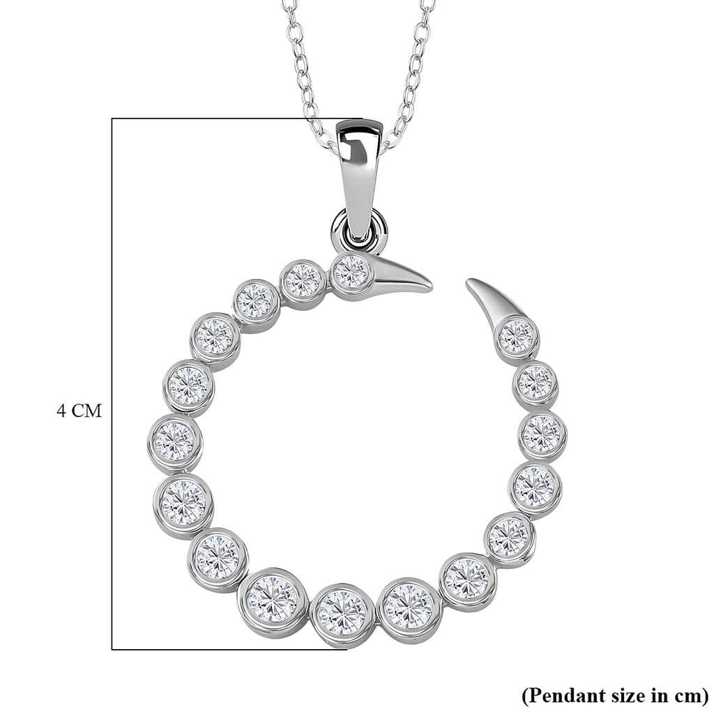 Moissanite Commet Pendant with Chain (Size 20) in Platinum Overlay Sterling Silver 1.20 Ct