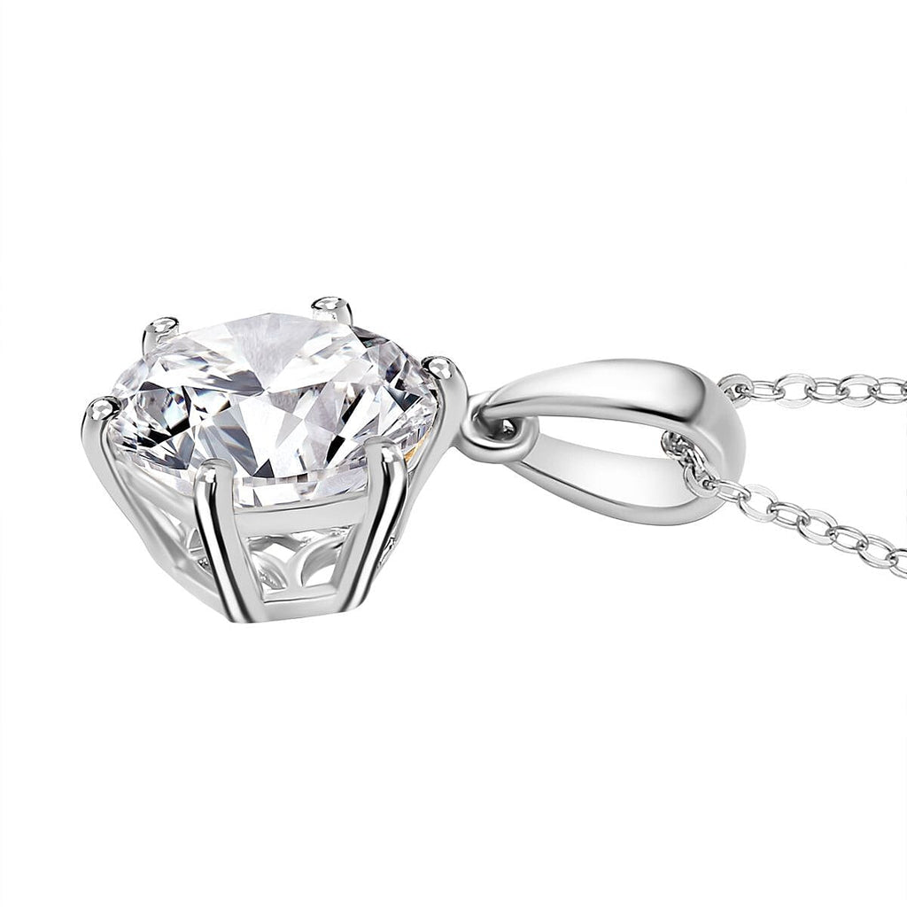 Moissanite Pendant with Chain (Size 20) in Platinum Overlay Sterling Silver  3.000  Ct.
