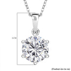Moissanite Pendant with Chain (Size 20) in Platinum Overlay Sterling Silver  3.000  Ct.