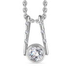 Moissanite Pendant with Chain (Size 20) in Platinum Overlay Sterling Silver