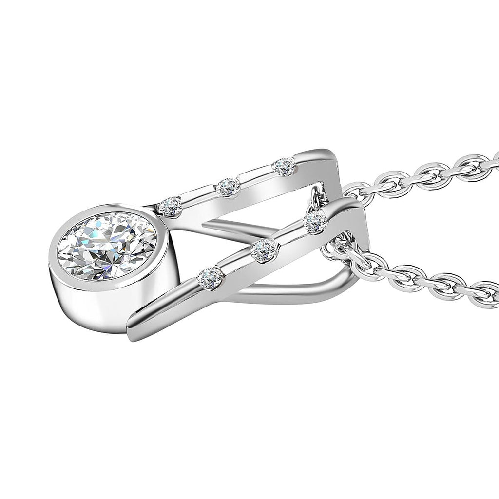 Moissanite Pendant with Chain (Size 20) in Platinum Overlay Sterling Silver