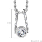 Moissanite Pendant with Chain (Size 20) in Platinum Overlay Sterling Silver