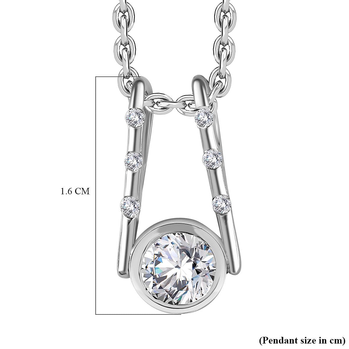 Moissanite Designer Pendant with Chain (Size 20) in Platinum Overlay Sterling Silver 4267823 5