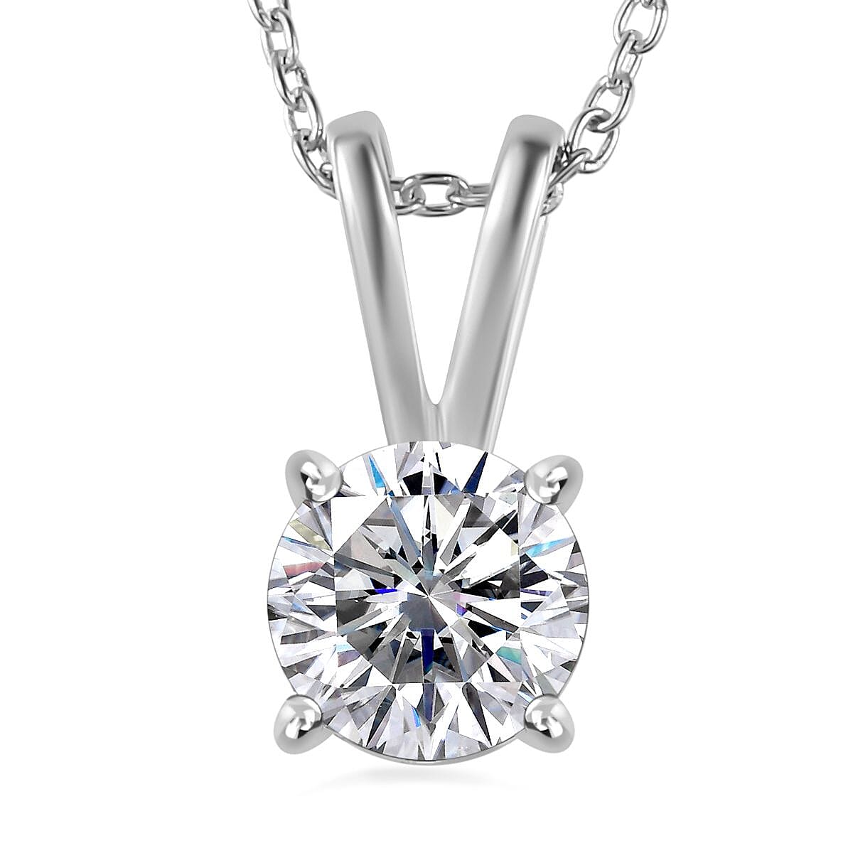RADIANTA Premium Moissanite GRA Certified Solitaire Pendant with Chain (Size 20) in Platinum Overlay Sterling Silver 1.20 Ct. 4268941 0