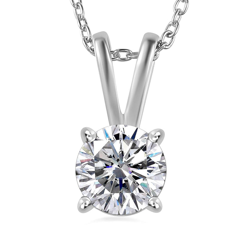 RADIANTA Premium Moissanite GRA Certified Solitaire Pendant with Chain (Size 20) in Platinum Overlay Sterling Silver 1.20 Ct.