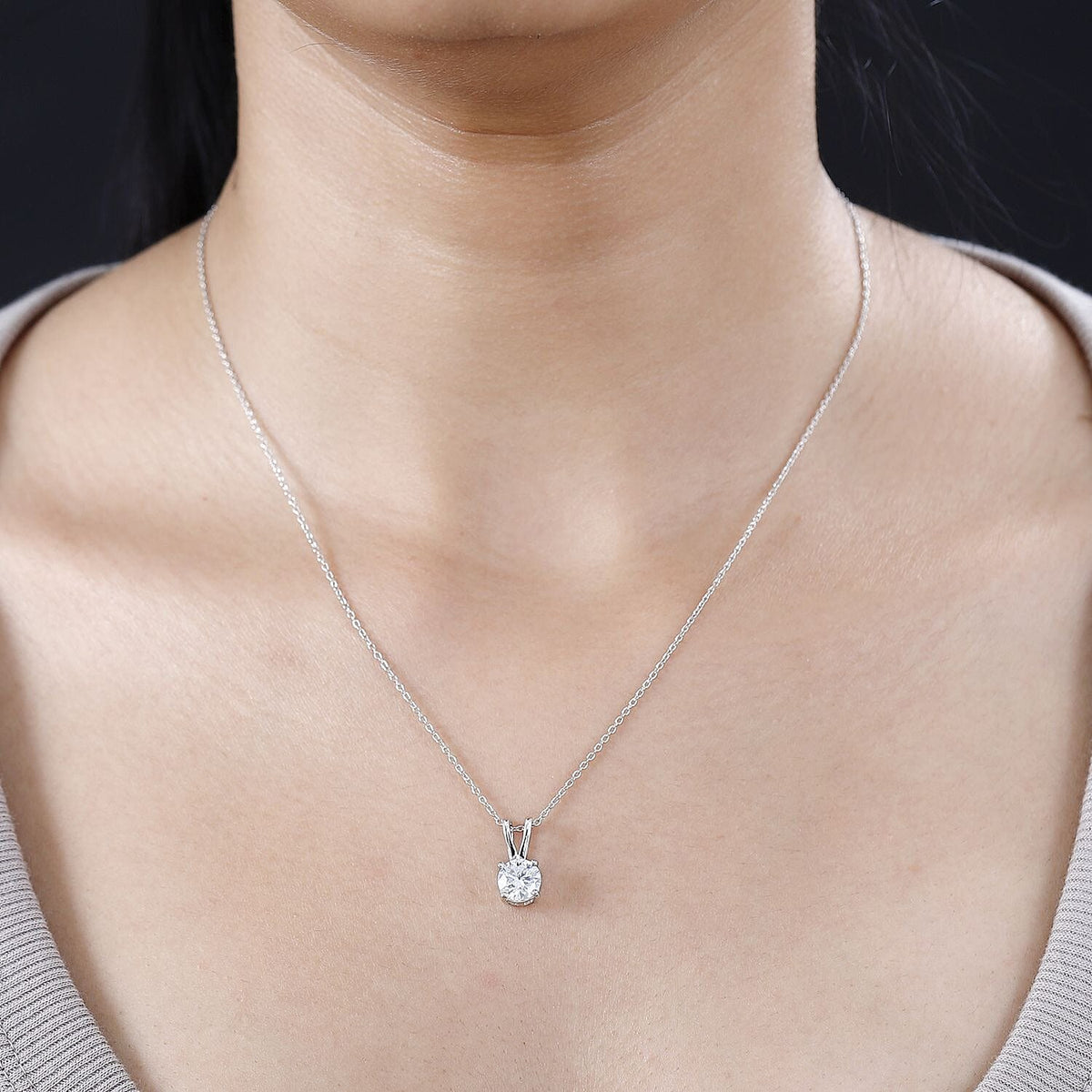 RADIANTA Premium Moissanite GRA Certified Solitaire Pendant with Chain (Size 20) in Platinum Overlay Sterling Silver 1.20 Ct. 4268941 2