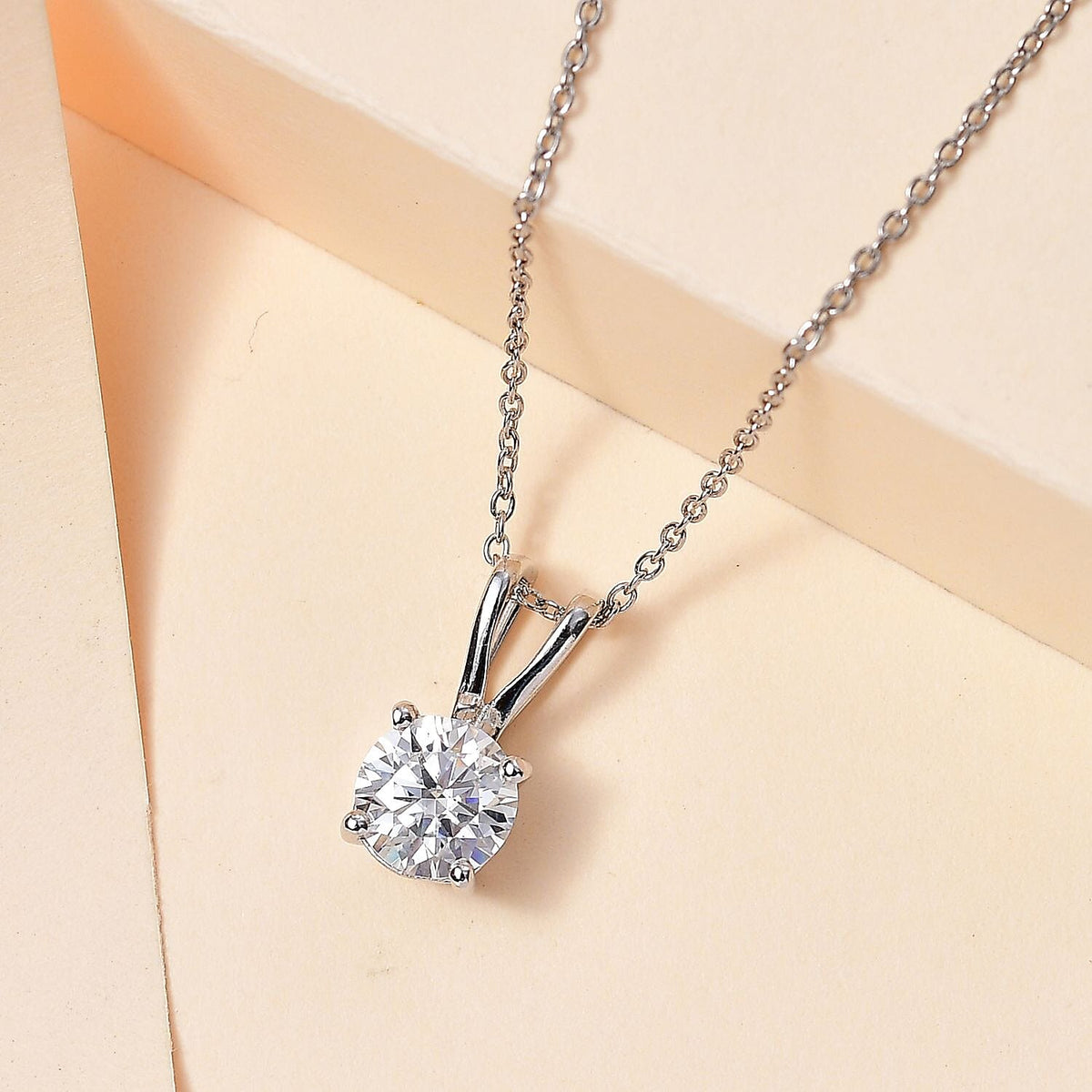 RADIANTA Premium Moissanite GRA Certified Solitaire Pendant with Chain (Size 20) in Platinum Overlay Sterling Silver 1.20 Ct. 4268941 3