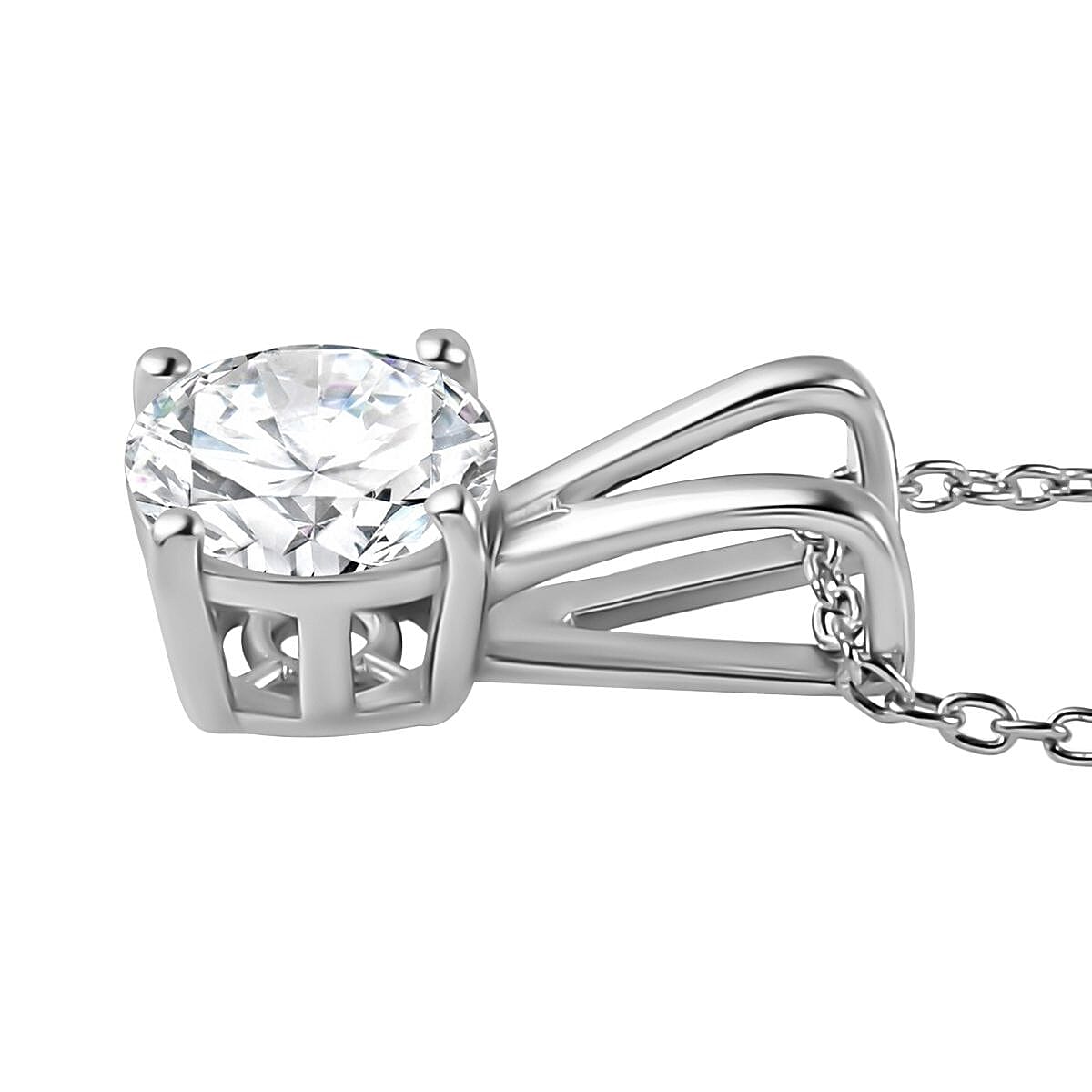 RADIANTA Premium Moissanite GRA Certified Solitaire Pendant with Chain (Size 20) in Platinum Overlay Sterling Silver 1.20 Ct. 4268941 4