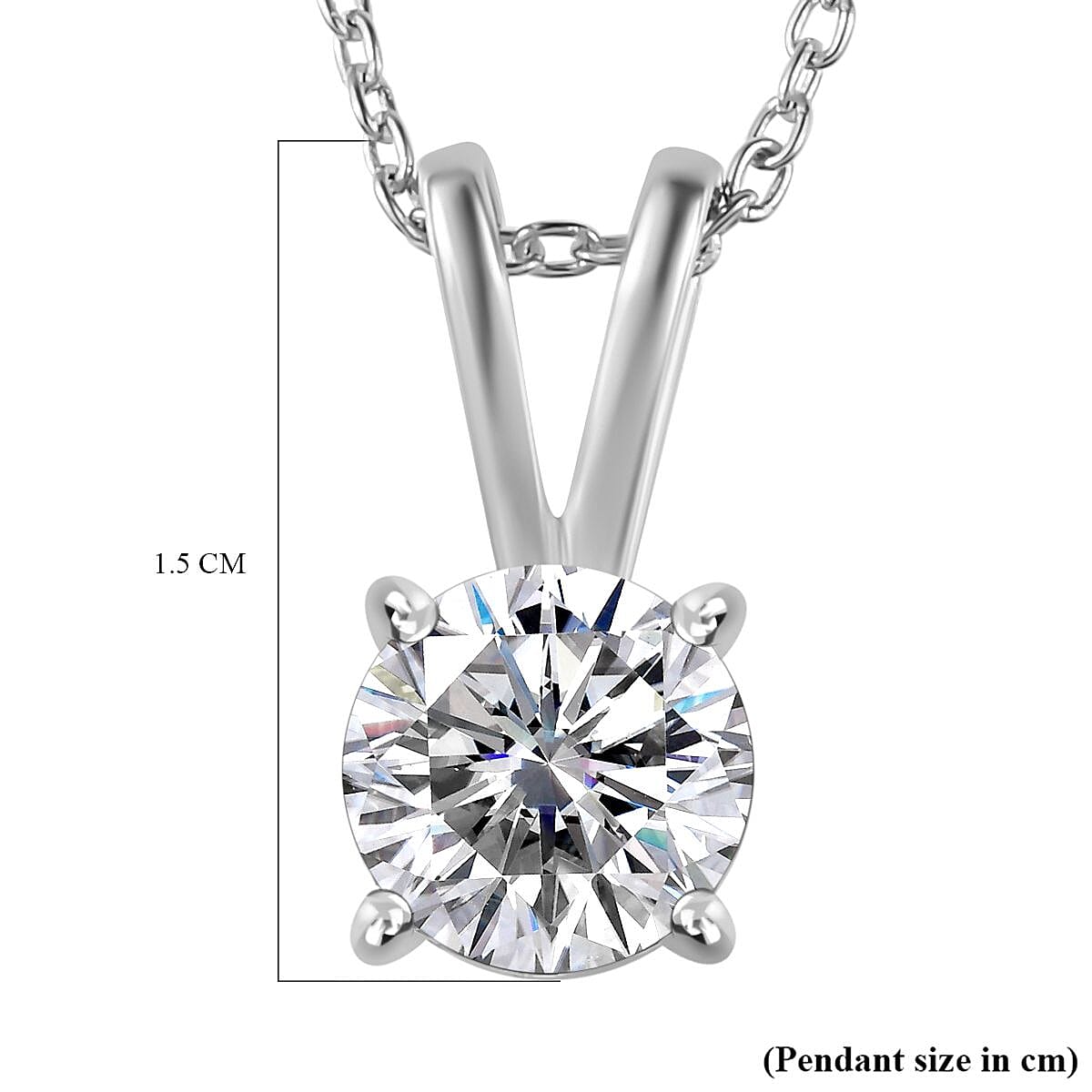 RADIANTA Premium Moissanite GRA Certified Solitaire Pendant with Chain (Size 20) in Platinum Overlay Sterling Silver 1.20 Ct. 4268941 7