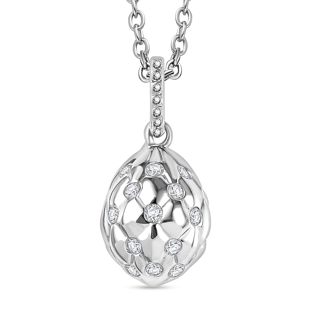 Moissanite Pendant with Chain (Size 20) in Platinum Overlay Sterling Silver