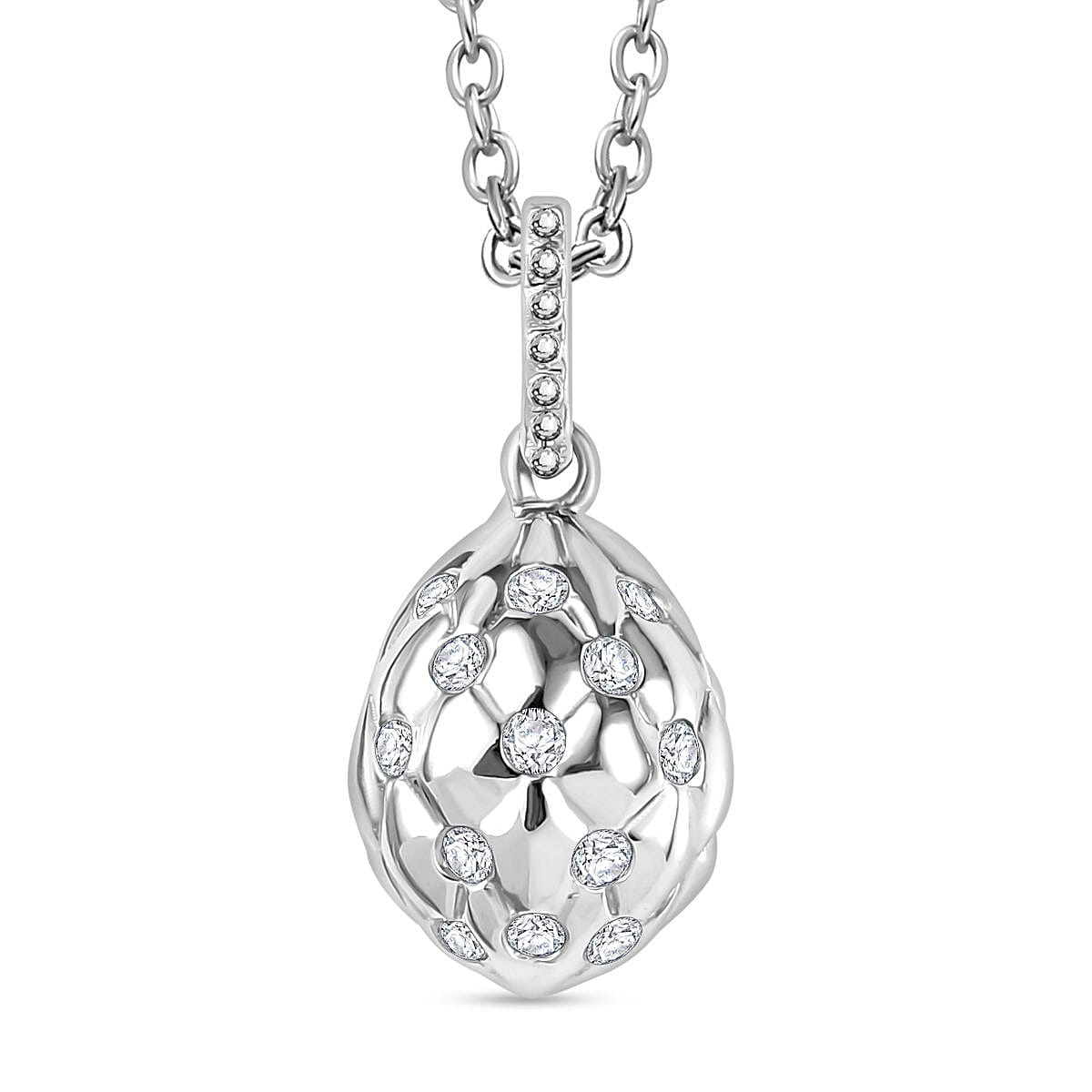 Moissanite Pendant with Chain (Size 20) in Platinum Overlay Sterling Silver 4286610 0