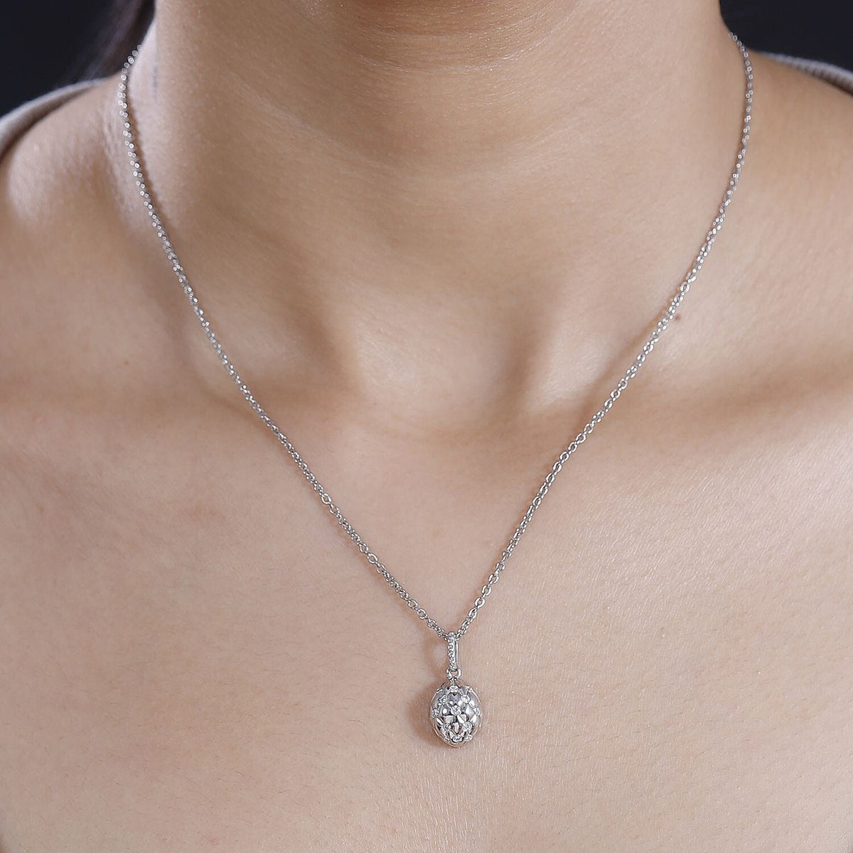 Moissanite Pendant with Chain (Size 20) in Platinum Overlay Sterling Silver 4286610 2
