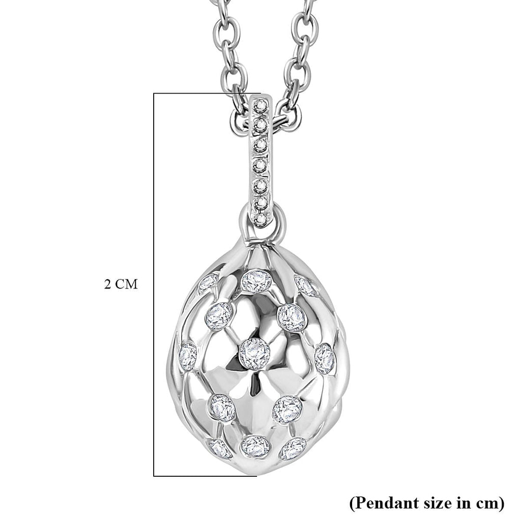 Moissanite Pendant with Chain (Size 20) in Platinum Overlay Sterling Silver