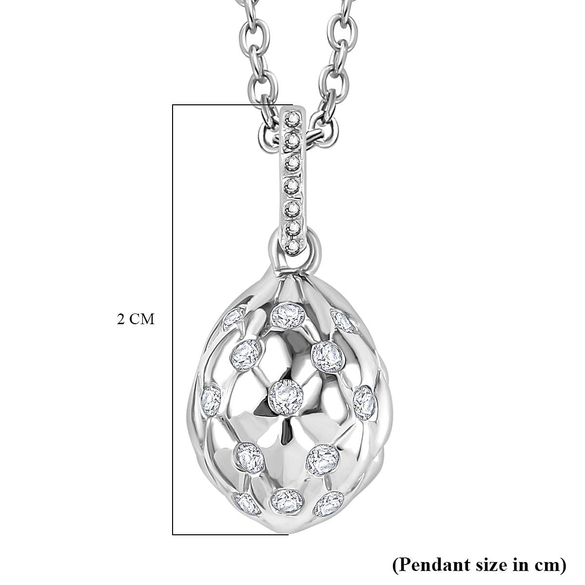 Moissanite Pendant with Chain (Size 20) in Platinum Overlay Sterling Silver 4286610 7