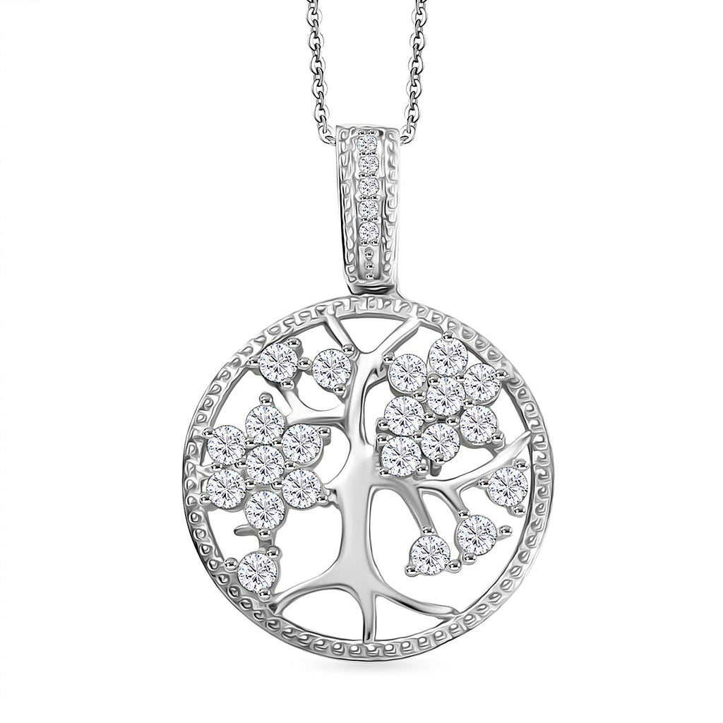 D'joy Moissanite Pendant with Chain (Size 20) in Platinum Overlay Sterling Silver