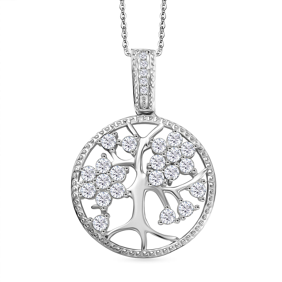 D'joy Moissanite Pendant with Chain (Size 20) in Platinum Overlay Sterling Silver 4417514 0