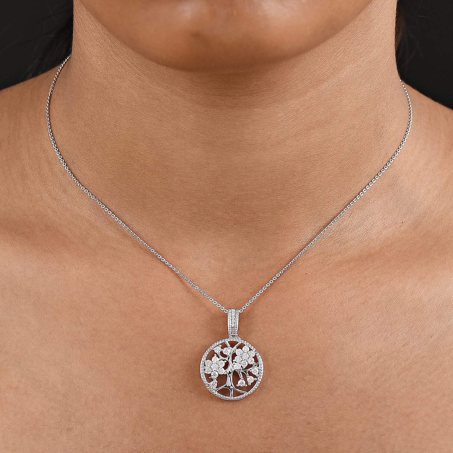 D'joy Moissanite Pendant with Chain (Size 20) in Platinum Overlay Sterling Silver 4417514 3