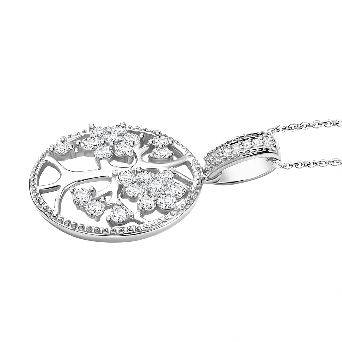 D'joy Moissanite Pendant with Chain (Size 20) in Platinum Overlay Sterling Silver 4417514 4