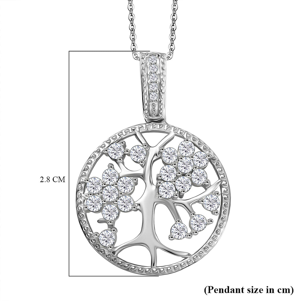 D'joy Moissanite Pendant with Chain (Size 20) in Platinum Overlay Sterling Silver