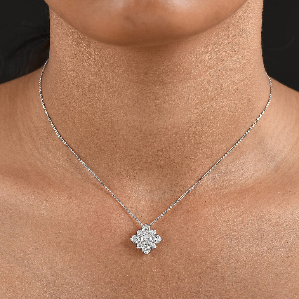 Moissanite Pendant with Chain (Size 20) in Platinum Overlay Sterling Silver 1.80 Ct.