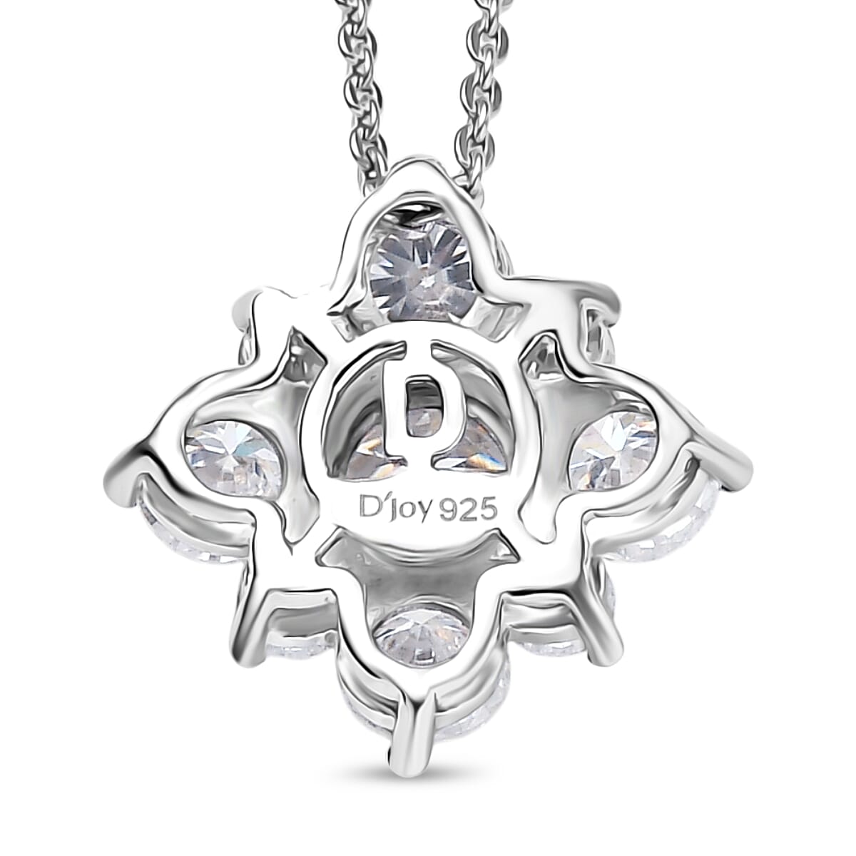 D'Joy Moissanite Floral Pendant with Chain (Size 20) in Platinum Overlay Sterling Silver 1.80 Ct. 4417527 5