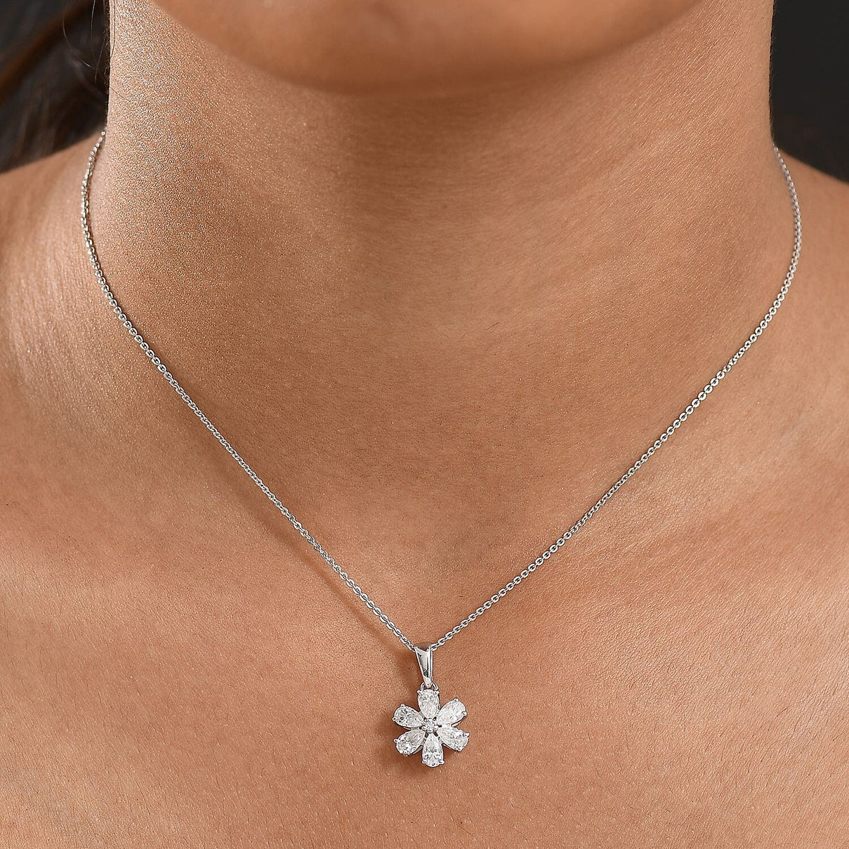 Moissanite Pendant with Chain (Size 20) in Platinum Overlay Sterling Silver 1.09 Ct. 4417530 3