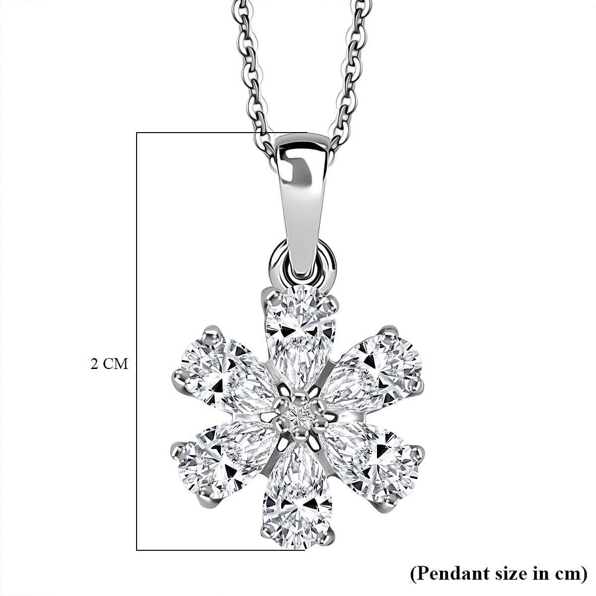 Moissanite Pendant with Chain (Size 20) in Platinum Overlay Sterling Silver 1.09 Ct. 4417530 6