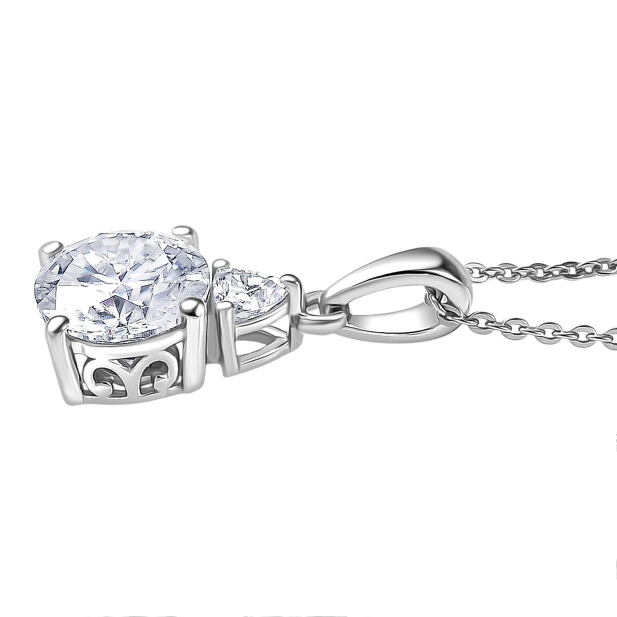 D'joy Moissanite Pendant with Chain (Size 20) in Platinum Overlay Sterling Silver 2.01 Ct. 4417968 4