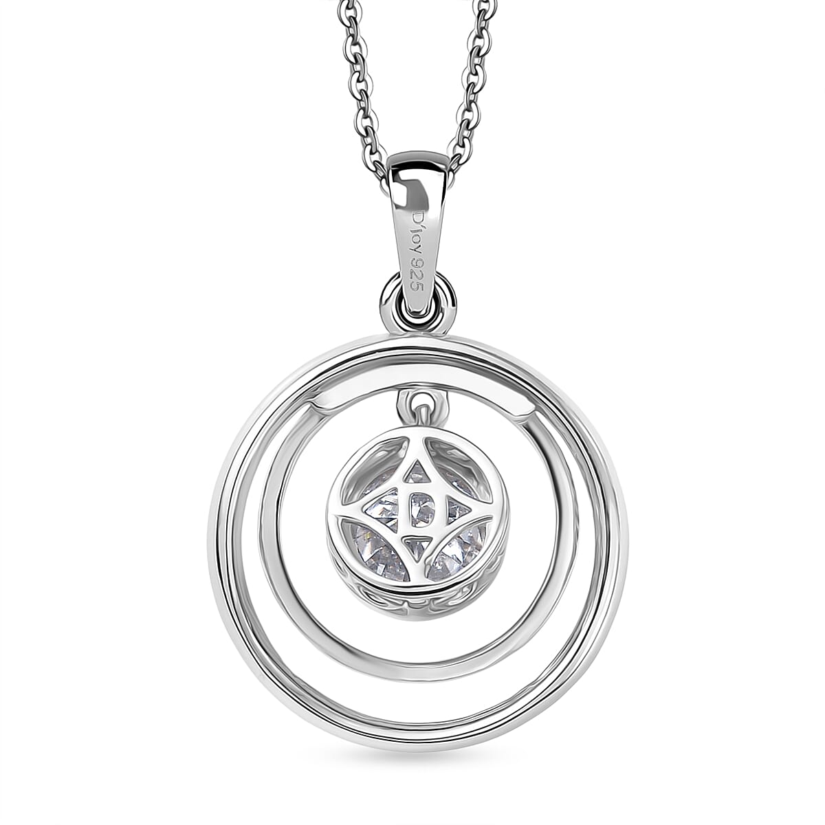 Open Circle Moissanite Solitaire Pendant with Chain (Size 20) in Platinum Overlay Sterling Silver 0.75 Ct. 4418533 5