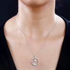 Moissanite Pendant with Chain (Size 20) in Rhodium Overlay Sterling Silver