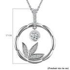 Moissanite Pendant with Chain (Size 20) in Rhodium Overlay Sterling Silver