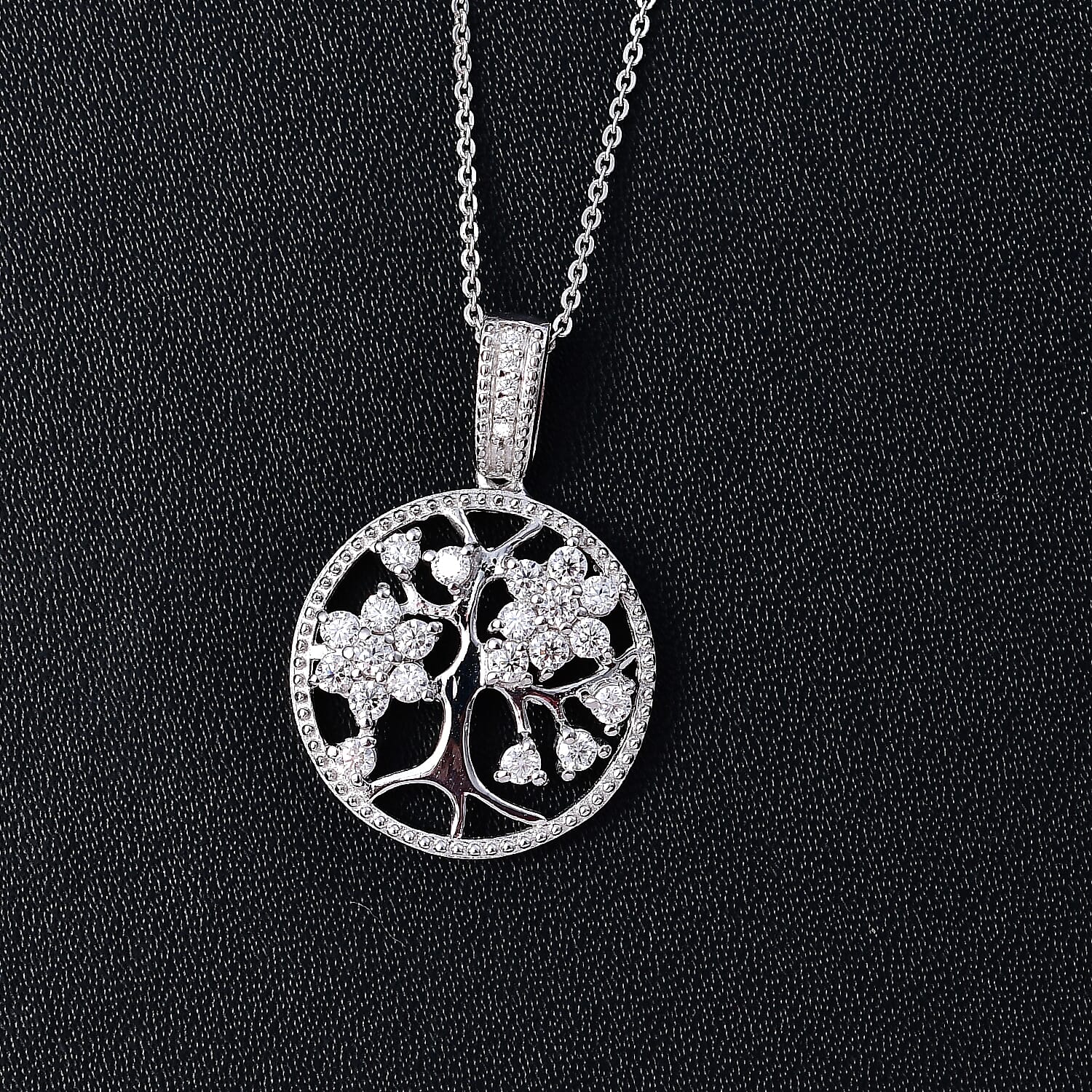 Moissanite Tree Pendant with Chain (Size 20) in Rhodium Overlay Sterling Silver 1.52 Ct, Silver Wt. 5.03 Gms 4274055 3
