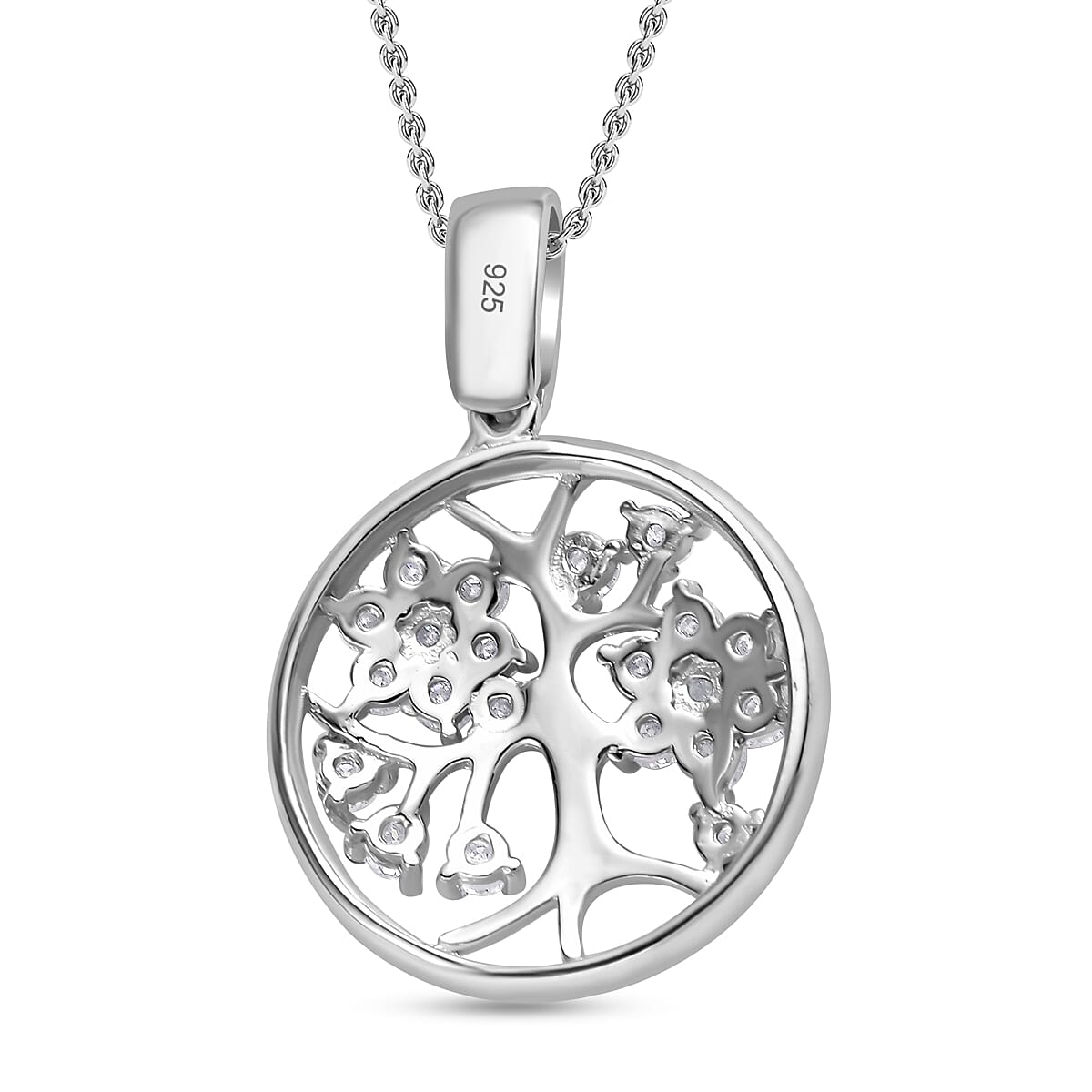 Moissanite Tree Pendant with Chain (Size 20) in Rhodium Overlay Sterling Silver 1.52 Ct, Silver Wt. 5.03 Gms 4274055 5