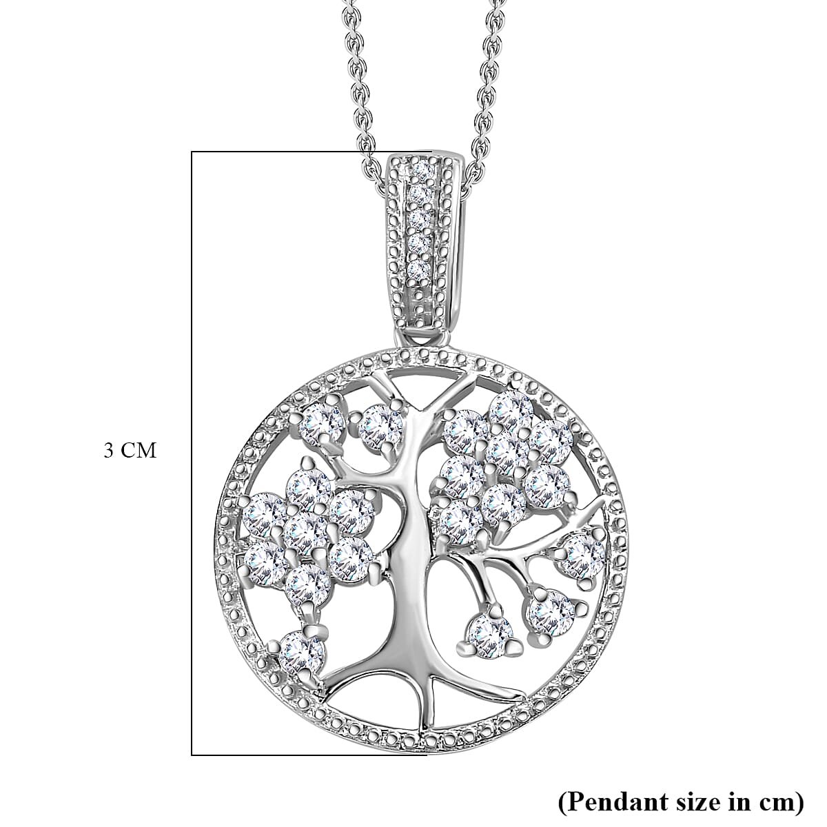 Moissanite Tree Pendant with Chain (Size 20) in Rhodium Overlay Sterling Silver 1.52 Ct, Silver Wt. 5.03 Gms 4274055 6